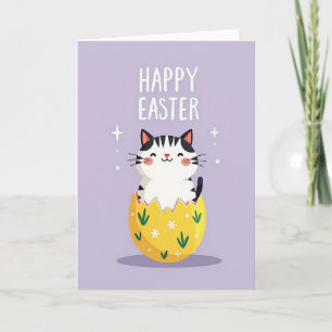 Carte de Pâques Chaton Œuf Joyeux