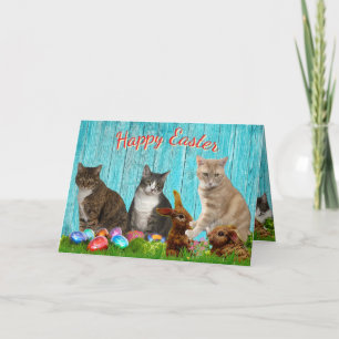 Carte de Pâques - Chats et Lapins