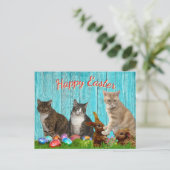 Carte de Pâques - Chats et Lapins (Debout devant)