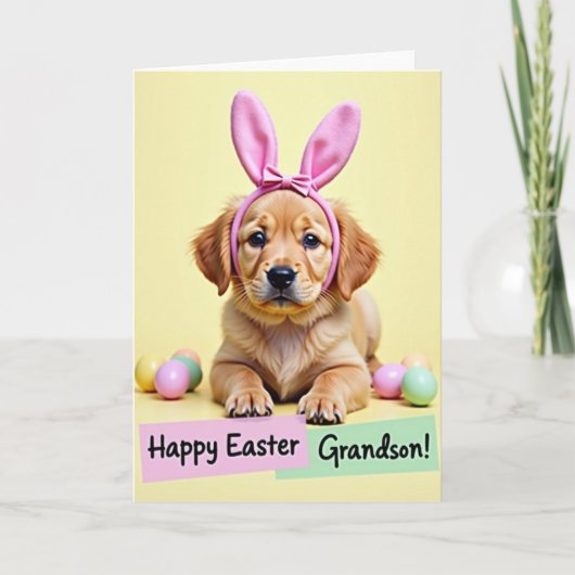 Carte de Pâques Chiot Mignon (Devant)