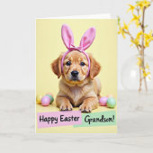 Carte de Pâques Chiot Mignon (Fleur jaune)