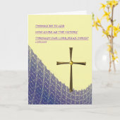 Carte de Pâques chrétienne avec une croix dorée vi (Fleur jaune)