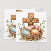 Carte de Pâques chrétienne, Oeufs de Pâques et Cro (Devant / Derrière)