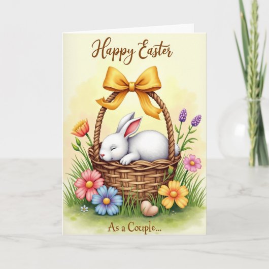 Carte de Pâques Couple de Lapins de Printemps (Devant)