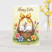Carte de Pâques Couple de Lapins de Printemps (Fleur jaune)
