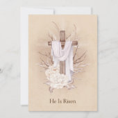 Carte de Pâques. Croix florale. Il est ressuscité (Devant)