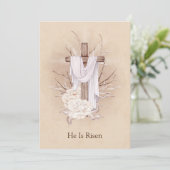 Carte de Pâques. Croix florale. Il est ressuscité (Debout devant)