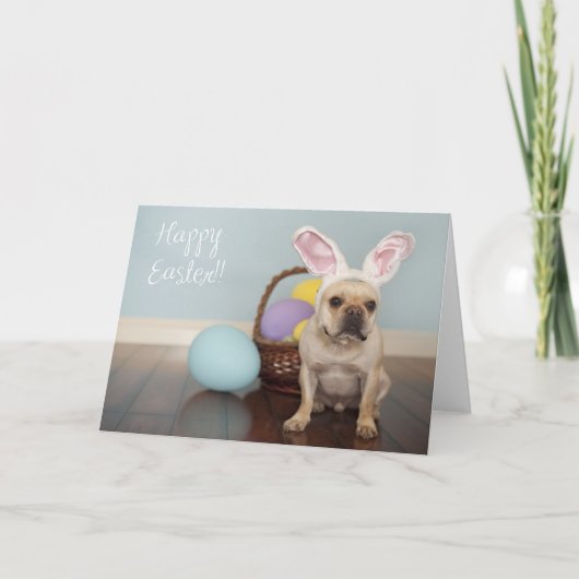 Carte de Pâques de bouledogue français ! (Devant)