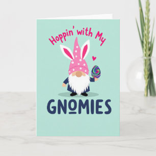 Carte de Pâques de gnome de vacances de printemps