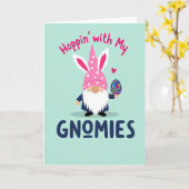 Carte de Pâques de gnome de vacances de printemps (Fleur jaune)