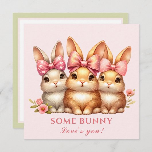 Carte de Pâques de lapin joli (Devant / Derrière)