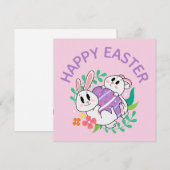 Carte de Pâques de lapin oeuf câlin (Devant / Derrière)