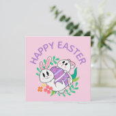 Carte de Pâques de lapin oeuf câlin (Debout devant)