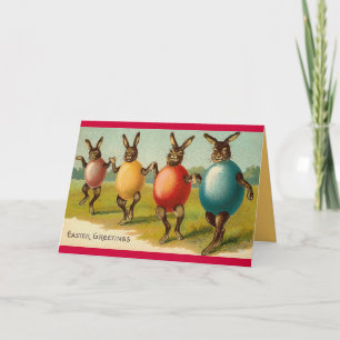 Carte de Pâques de lapins de danse