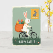 Carte de Pâques de livraison de lapin (Fleur jaune)
