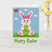 Carte de Pâques de Pixel Rabbit (Fleur jaune)