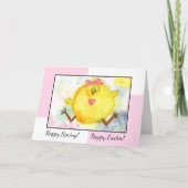 Carte de Pâques de poulet de couleur aquarelle (Devant)