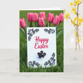 Carte de Pâques de printemps joyeuse (Fleur jaune)