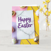 Carte de Pâques de printemps joyeuse (Fleur jaune)