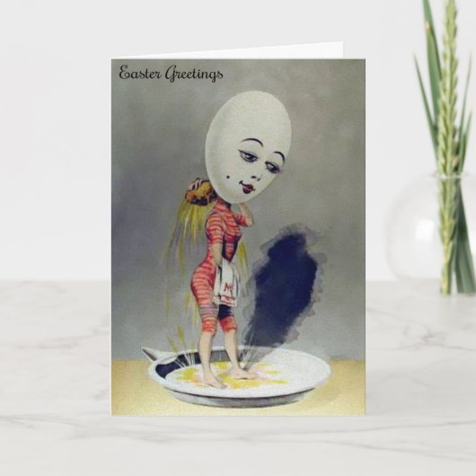 Carte de Pâques de tête d'oeuf vintage (Devant)