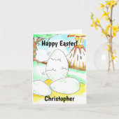 Carte de Pâques dinosaure (Fleur jaune)