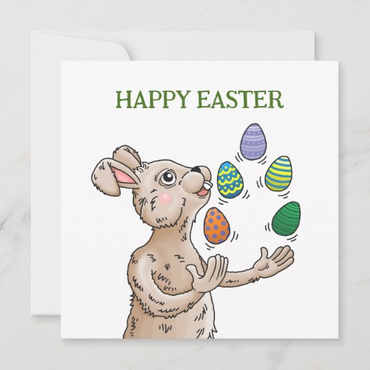 Carte de Pâques du lapin de Pâques jongleur (Devant)