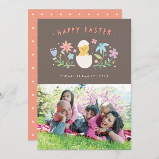 Carte de Pâques éclos - Chocolat (Devant / Derrière)