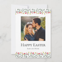 Carte de Pâques élégante avec photo florale aquare
