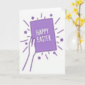 Carte de Pâques étoile violette joyeuse (Fleur jaune)