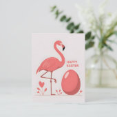 Carte de Pâques Flamant Rose Mignon (Debout devant)