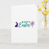 Carte de Pâques Fleur Lapin Joyeuse (Fleur jaune)