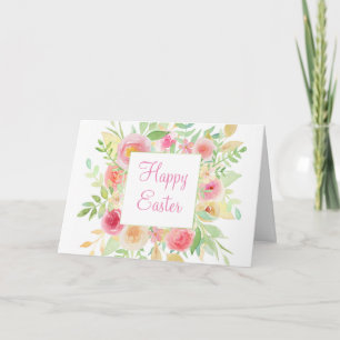 Carte de Pâques Fleurs Aquarelle