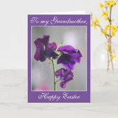 Carte de Pâques Fleurs de Pois de Senteur Violets (Fleur jaune)