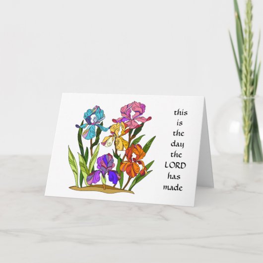 Carte de Pâques : Fleurs peintes avec vers de Psau (Devant)