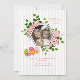 Carte de Pâques florale avec photo en hexagone