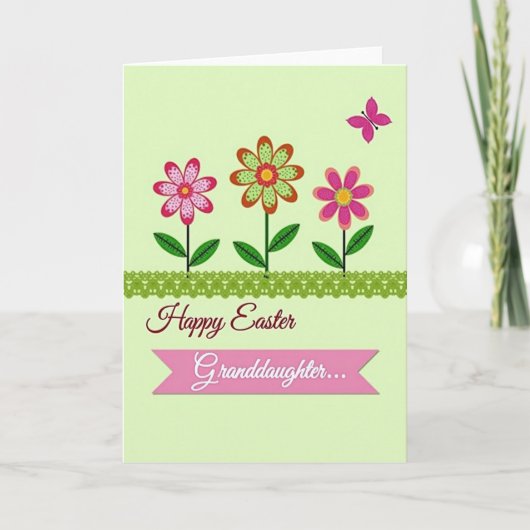 Carte de Pâques florale joyeuse pour petite-fille (Devant)