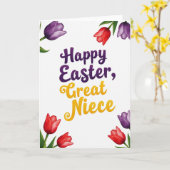 Carte de Pâques florale violette pour nièce (Fleur jaune)
