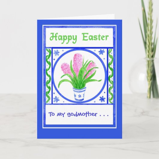 Carte de Pâques, Hyacinthes roses, à Customiser (Devant)