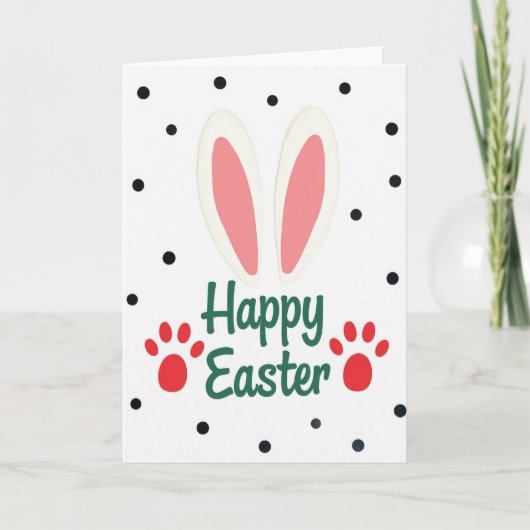 Carte de Pâques Joyeuse aux Oreilles de Lapin (Devant)