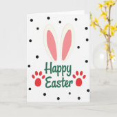 Carte de Pâques Joyeuse aux Oreilles de Lapin (Fleur jaune)