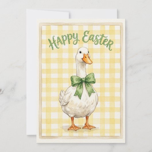 Carte de Pâques joyeuse avec canard blanc (Devant)