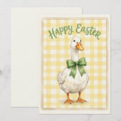 Carte de Pâques joyeuse avec canard blanc (Devant / Derrière)