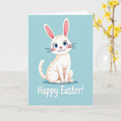 Carte de Pâques Joyeuse Bunny Cat (Fleur jaune)