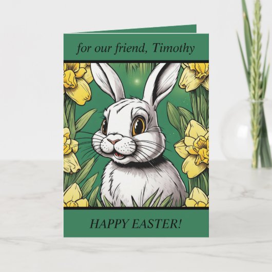 Carte de Pâques joyeuse Lapin de Pâques mignon. Te (Devant)