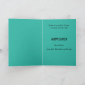 Carte de Pâques joyeuse. Lapin de Pâques. Texte mo (Intérieur)