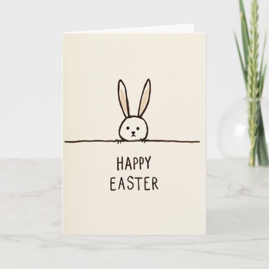 Carte de Pâques Joyeuse Ligne de Lapin (Devant)