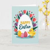 Carte de Pâques Joyeuse Tulipe Printanière (Fleur jaune)