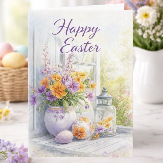 Carte de Pâques Joyeuses Fleurs de Printemps à l'A