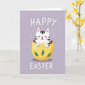 Carte de Pâques Joyeuses Kitty (Fleur jaune)