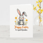 Carte de Pâques Joyeuses Petit-Fils Lièvre (Fleur jaune)